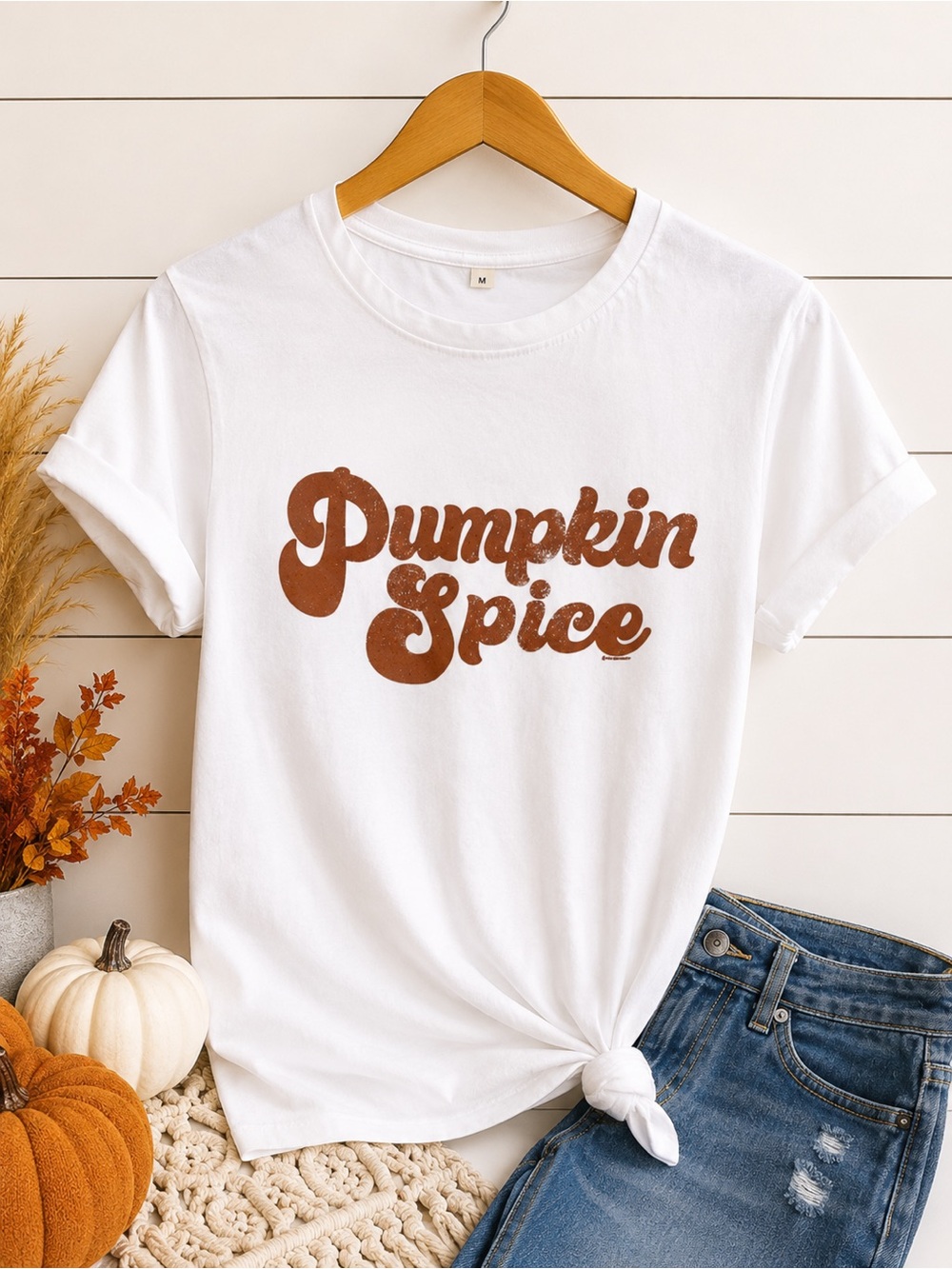 Pumpkin Spice Graphic Tee | Retro Fall Autumn T-Shirt | M | Boxy Fit
